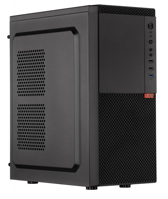 Корпус 2E ALFA (E130) MidT,2xUSB2.0,1xUSB3.0,1х80мм,сталь з перфорацією(бічна панель),без БЖ,чорний