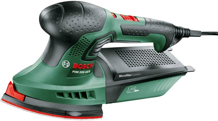 Вібраційна шліфмашина Bosch PSM 200 AES, 200Вт, 26000 об/мин, платформа 93 и 164 см?, 1.4кг