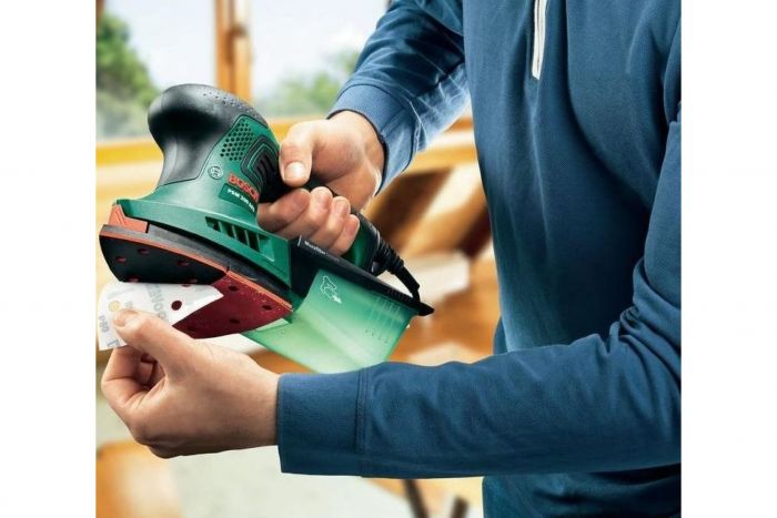 Вібраційна шліфмашина Bosch PSM 200 AES, 200Вт, 26000 об/мин, платформа 93 и 164 см?, 1.4кг