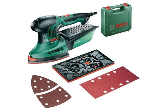 Вібраційна шліфмашина Bosch PSM 200 AES, 200Вт, 26000 об/мин, платформа 93 и 164 см?, 1.4кг