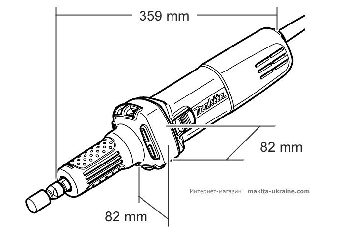 Шліфмашина пряма Makita GD 0601, 400Вт, 25000 об/хв, цанга 6мм, 1.7кг