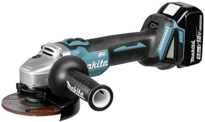 Шліфмашина кутова Makita DGA504RTJ, акумуляторна, 18 В, 5 Аг, 8500 об/хв, 125 мм, 2.3 кг