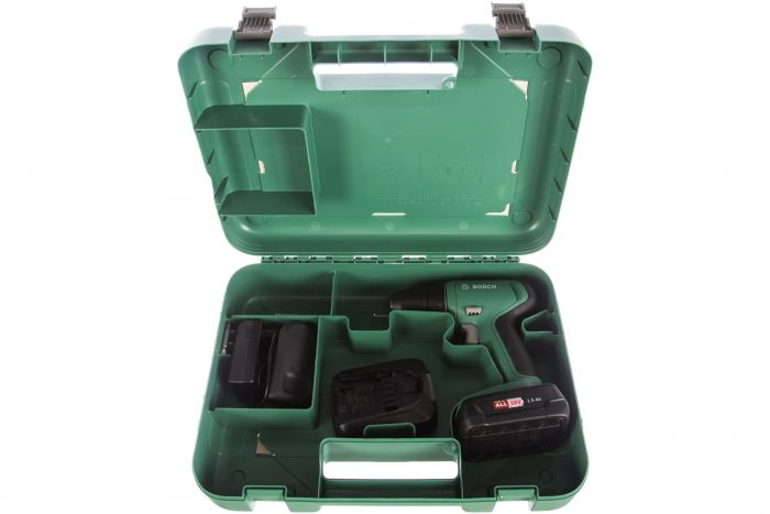 Шуруповерт-дриль Bosch UniversalDrill 18, 18В, 2х1.5Ач, 24Нм, 440/1450 об/хв, ЗП, 1.2кг, кейс