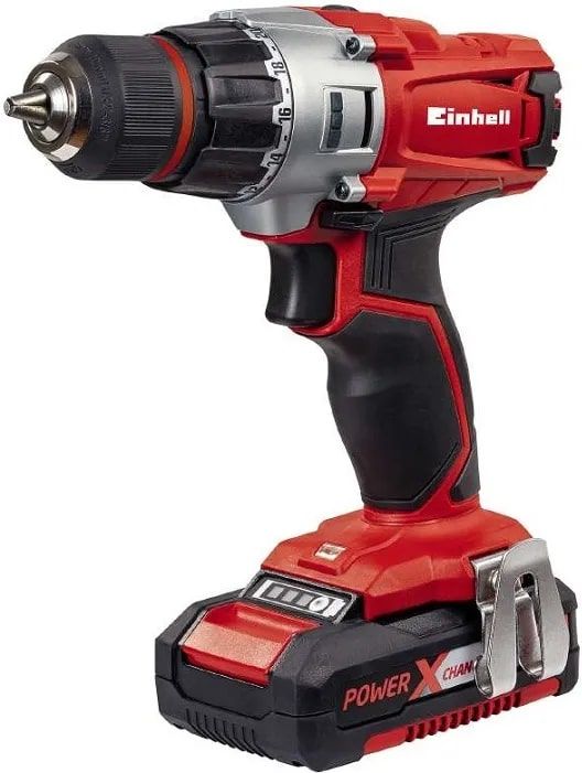 Шуруповерт-дриль Einhell TE-CD 18/2 Li Kit, PXC, акум., 2х18В 1.5Ah, ШЗП, 44Нм, 350/1250 об/хв, 1.25кг