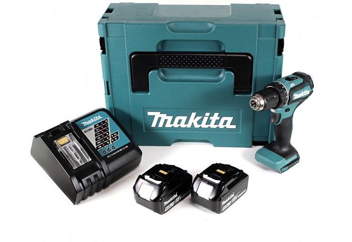 Шуруповерт-дриль Makita DDF485RFJ, акум, LXT, 18В, 3 АГ*2шт, DC18RC, кейс Makpac, 50/27Нм, 1.4-1.7 кг