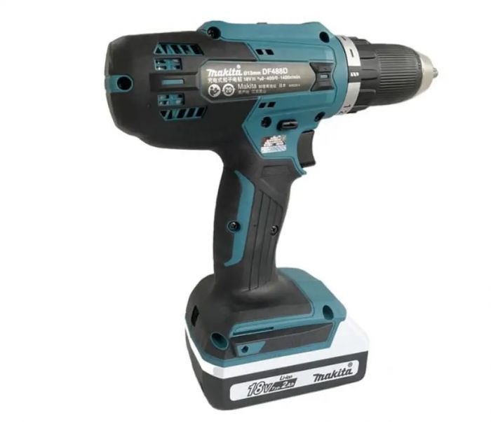 Шуруповерт-дриль Makita DF488D004, акум., 18В, 2 Аг, 0-400/0-1400 об/хв, 1.5-13мм, 16 + D, 42/24 Нм, 1.7 кг