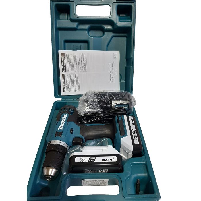 Шуруповерт-дриль Makita HP488DWE, акум., 18Вх2шт., 1.5Ач, 24Нм, 1.7 кг
