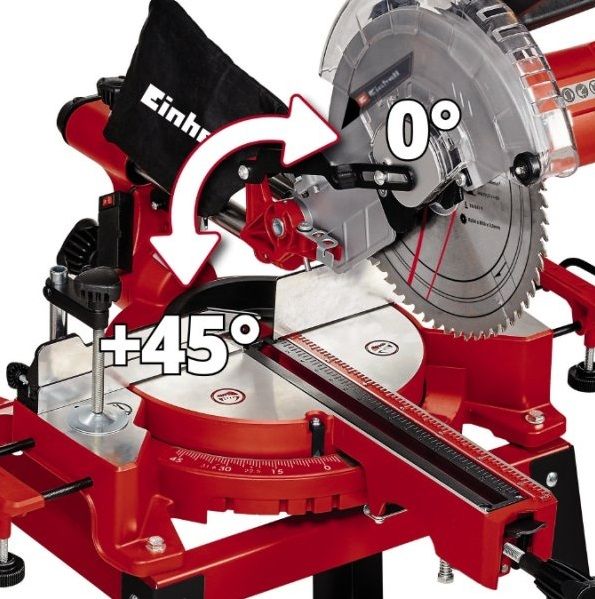 Пила торцовочна Einhell TC-SM 2531/2 U, 1900Вт, диск 254x30x2,8мм, 4800 об/хв, 17.76кг