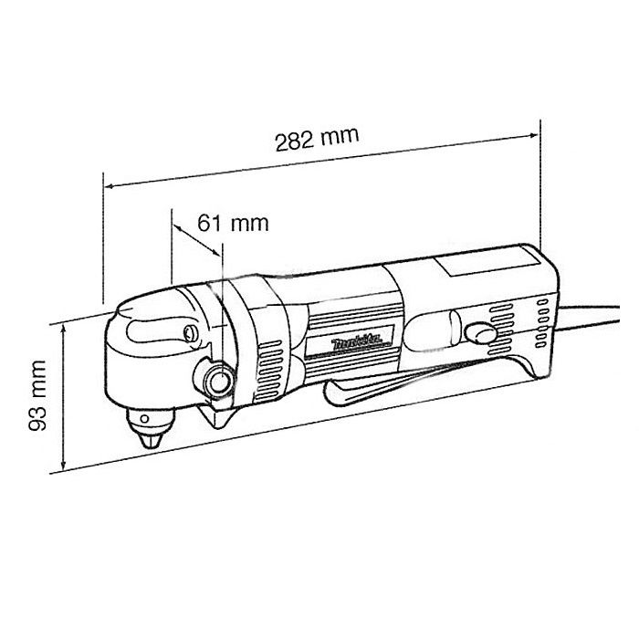 Кутова дриль Makita DA3011F, 450 Вт, 2400 об/хв, 1.5-10мм, 1.6кг