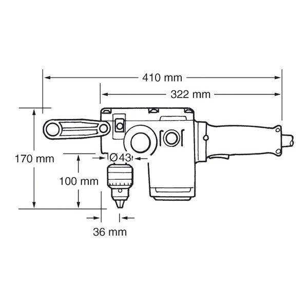 Кутова дриль Makita DA6301, 810 Вт, 1200 об/хв, 0.5-13мм, 4.7кг