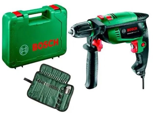 Дриль ударний Bosch UniversalImpact 700 + 39 шт, 700Вт, 3000 об/хв, ШЗП, 1.7кг, 39 насадок, кейс