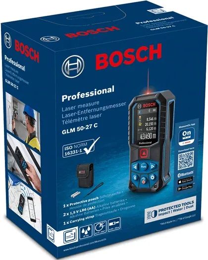 Далекомір лазерний Bosch GLM 50-27 C, ±1.5 мм, 0.05-50 м, IP 65, 0.2кг
