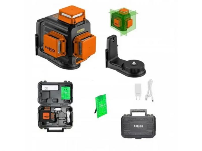 Нівелір лазерний NEO, 3D, акум., Li-Ion, 20м, ± 0.03 мм/м, IP54, ЗП, кейс