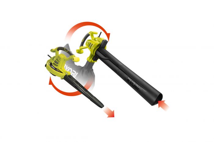 Повітродув-пилосос Ryobi RBV3000CSV, з подрібнювачем, 3кВт, 14 м3/хв, 375 км/год
