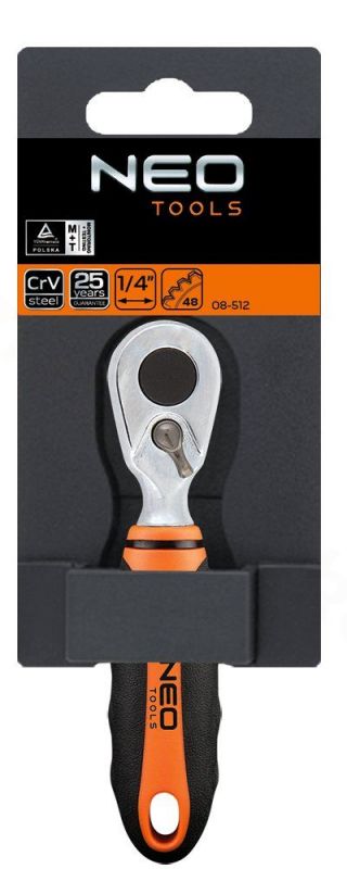 Ключ-тріскачка NEO, 1/4", 105 мм, CrV, 48 зубців