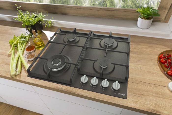 Варильна поверхня Gorenje GW641EXB/газов./поджиг/газ-контроль/чавунні реш./конфорка WOK/чорна