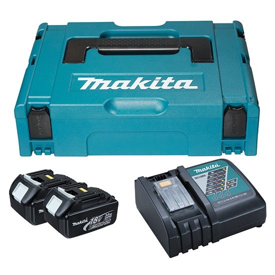 Набір акумуляторів + зарядний пристрій Makita 197952-5, LX BL1830 x 2шт (18В, 3Ач) + DC18RC, кейс Makpac1