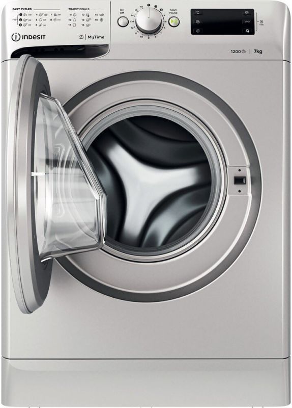 Пральна машина з фронт. завант. Indesit OMTWE71252SEU, 7кг, 1200, A+++, 54см, Дисплей, Сріблястий