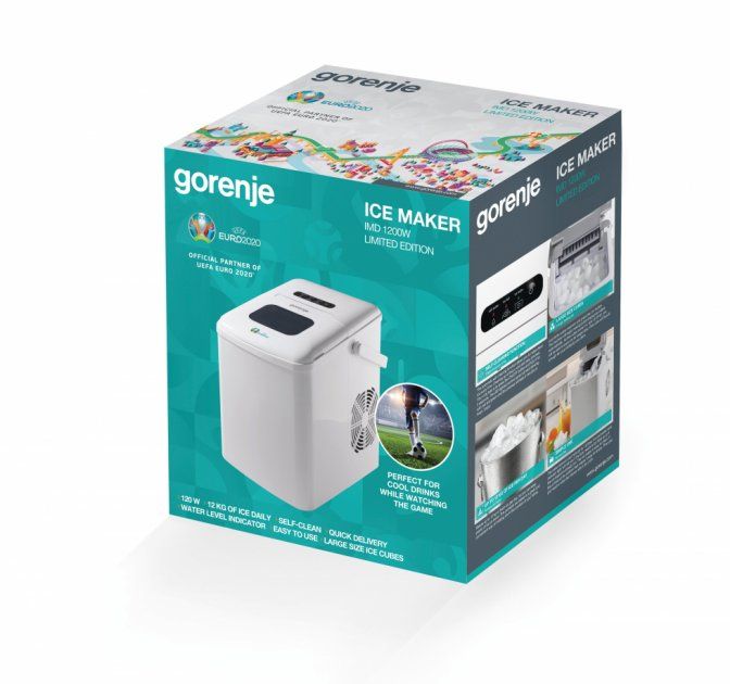 Льодогенератор побутовий Gorenje IMD1200W/ 12 кг/день/ об'єм - 1.8 л/швидк. пригот.- 9 хв/електронне упр/білий
