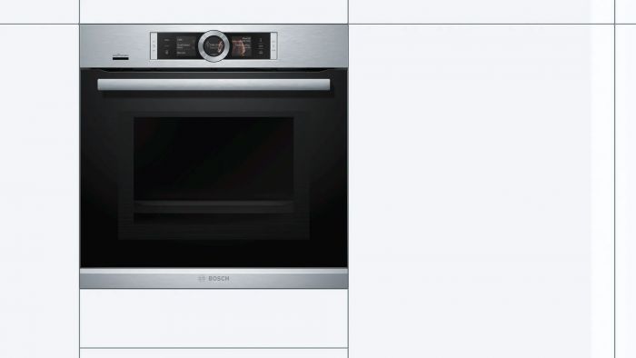 Вбудовувана ел. духова шафа з СВЧ Bosch HNG6764S6 - Ш-60см/ф-я пару/14 реж/67л./А/чорний