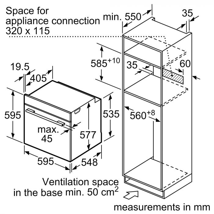 Вбудовувана ел. духова шафа з СВЧ Bosch HNG6764S6 - Ш-60см/ф-я пару/14 реж/67л./А/чорний