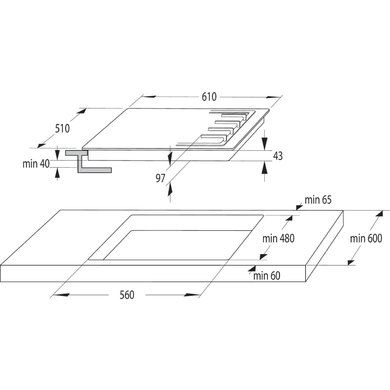 Варильна поверхня Gorenje GTW641KB/газ на склі/розжиг/конф.Wok/газ-контроль/чугуна реш./чорний