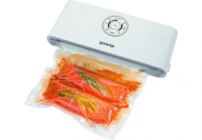 Вакуумний упаковщик GORENJE VS120W/електроне управління/120 Вт./ф-ція запаювання та вакуумування/білий