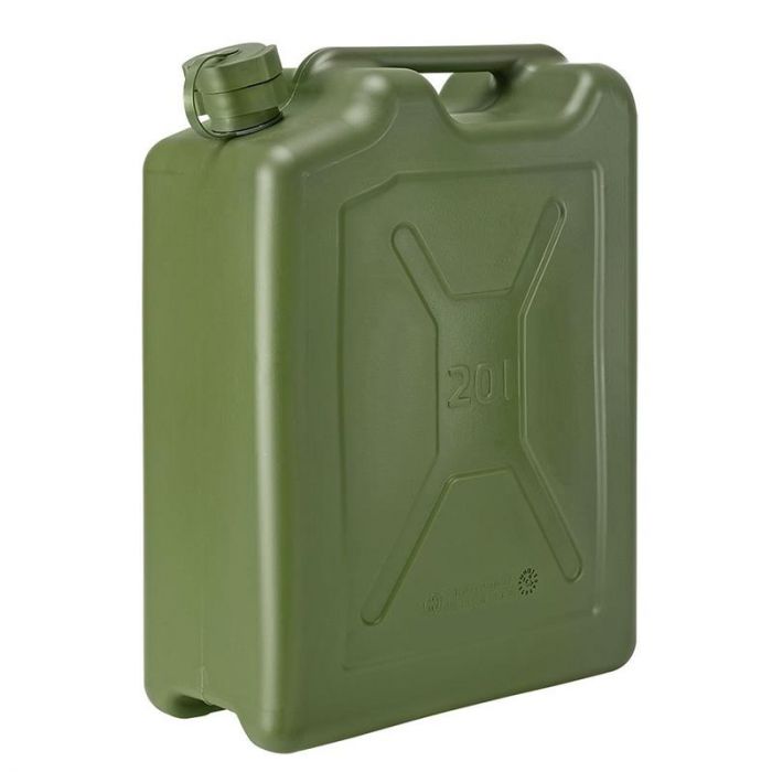 Каністра для палива NEO Pressol, 20 л, первинний HDPE-пластик, армійська, міцна, гнучкий слив, вага 1.45 кг, оливковий