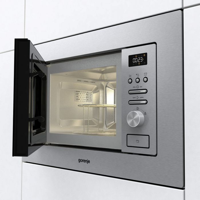 Вбудована м/пічка Gorenje BMI201AG1X/20 л/800 Вт./ гриль/електронне упр./інверторна технологія/дисплей/нержав.