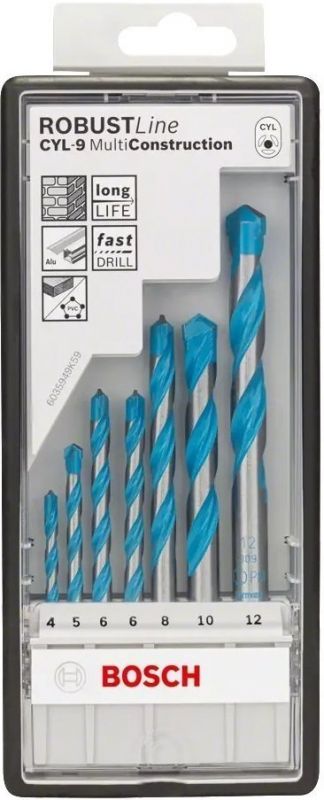 Набір свердел Bosch CYL-9, 7 шт, 4,0 / 5,0 / 6,0 / 6,0 / 8,0 / 10,0 / 12,0