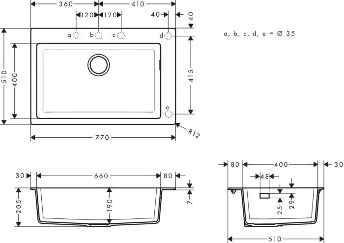 Кухонна мийка Hansgrohe S51 S510-F660/43313380/граніт/прямокутна/770х510х190/на стільницю/сірий бетон