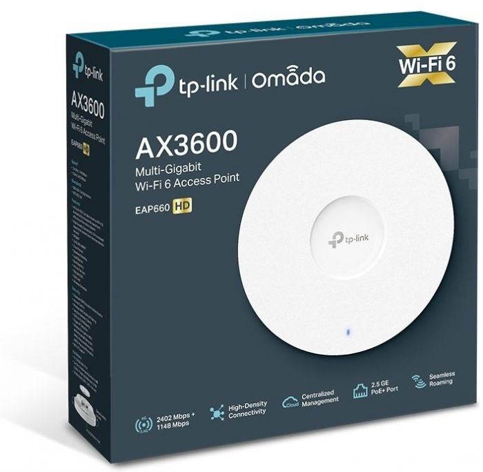 Точка доступу TP-LINK EAP660 HD AX3600 1x2.5GE LAN PoE MU-MIMO стел.