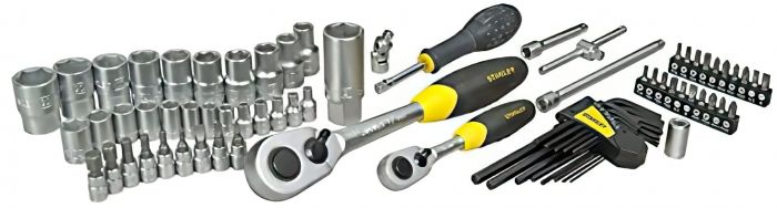 Набір інструменту Stanley, Набір торцевих головок, 1/2", 1/4", 75 од., кейс