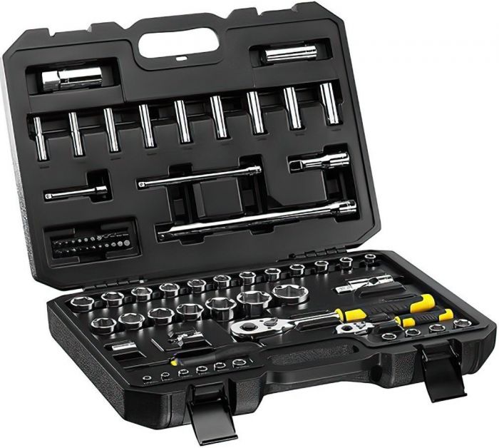 Набір інструменту Stanley, Набір торцевих головок, 1/2", 1/4", 72 од., кейс