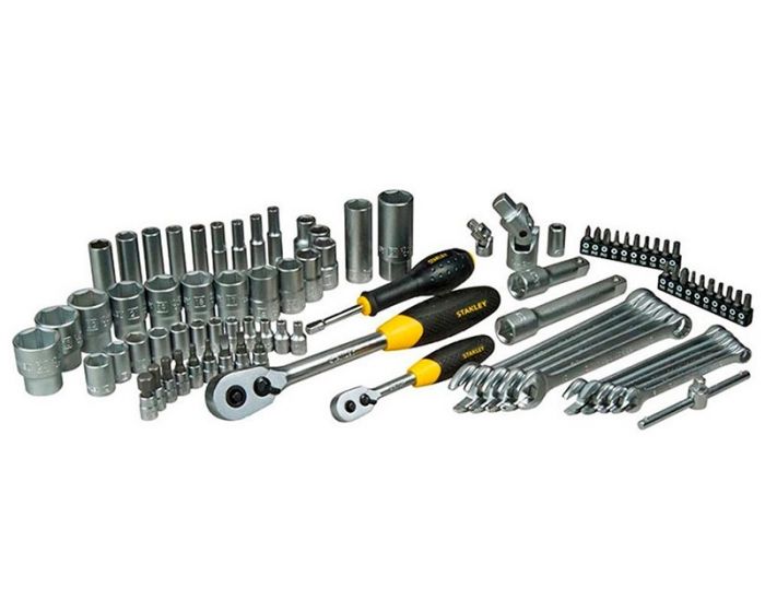 Набір інструменту Stanley, Набір торцевих головок та ключів, 1/2", 1/4", 84 од., кейс