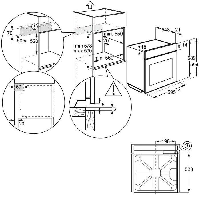 Духова шафа електрична Electrolux OEF3H70TK