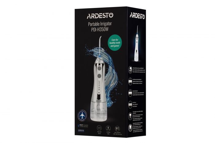 Іригатор портативний Ardesto POI-H350W 300мл/7 насадок/чохол для транспортування