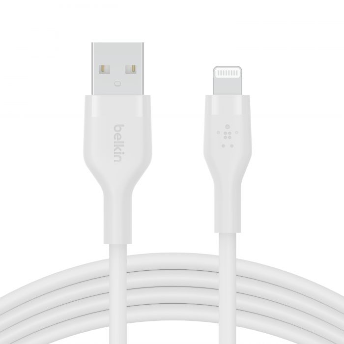 Кабель Belkin USB-A - Lightning силіконовий, з кліпсою, 1м, білий