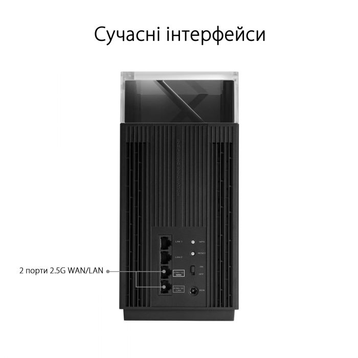 Маршрутизатор ASUS ZenWiFi Pro XT12 1PK 2xGE LAN 1x2.5GE LAN 1x2.5GE WAN 1xUSB 3.1 1xUSB 2.0 MU-MIMO OFDMA MESH