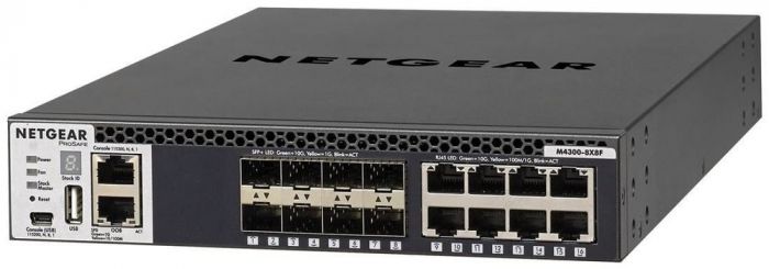 Комутатор NETGEAR M4300-8X8F (XSM4316S) 8x10GE, 8xSFP+, керований L3 з можливістю стекування