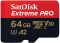 Карта пам'яті SanDisk microSD   64GB C10 UHS-I U3 R200/W90MB/s Extreme Pro V30 + SD