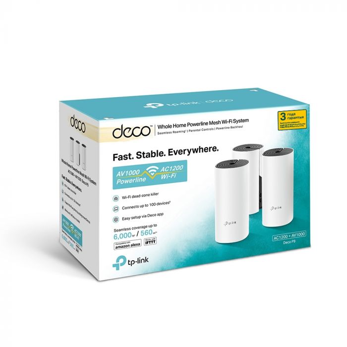 Маршрутизатор TP-LINK DECO P9 3PK AC1200+AC1000 2xGE LAN/WAN Powerline MESH