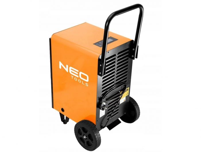Осушувач повітря промисловий Neo Tools, 750Вт, 180м2, 300 м3/год, 50л/добу, безперервний злив, LCD дисплей, прогр.часу роботи, IP22
