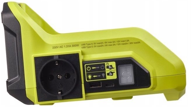 Інвертор напруги акумуляторний RYOBI RY36BI300A-0, MAX POWER 36В, 220В, 300Вт/500Вт пікова, (без АКБ та ЗУ)