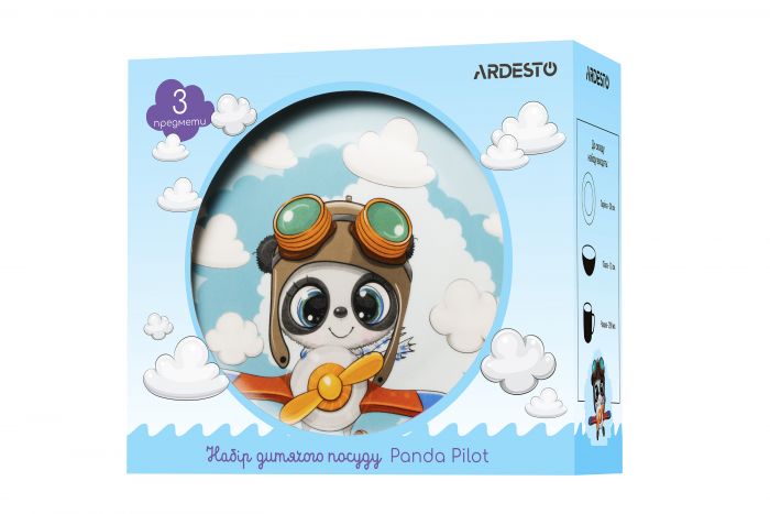 Набір дитячого посуду Ardesto Panda pilot 3 пр., порцеляна