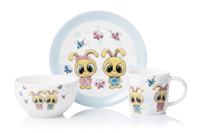 Набір дитячого посуду Ardesto Bunnies 3 пр., порцеляна