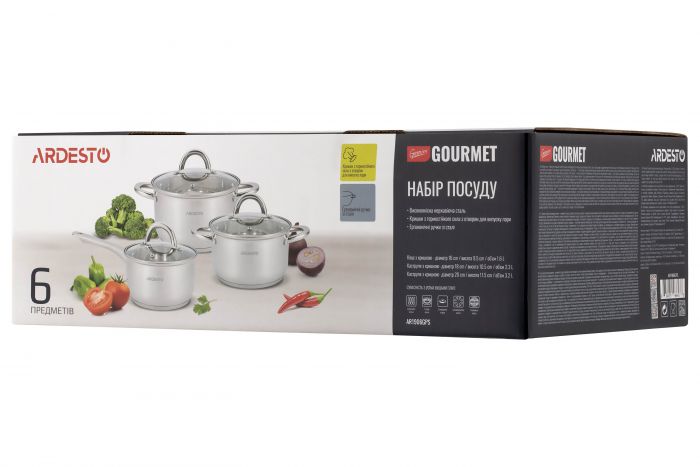 Набір посуду Ardesto Gemini Gourmet Andria, 6 пред., нержавіюча сталь
