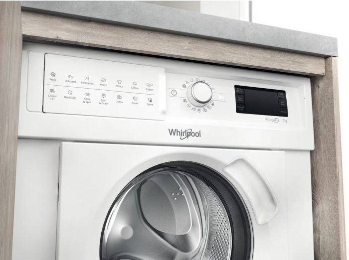 Пральна машина Whirlpool вбудовувана фронтальна, 7кг, 1400, A+++, 60см, дисплей, пара, інвертор, білий