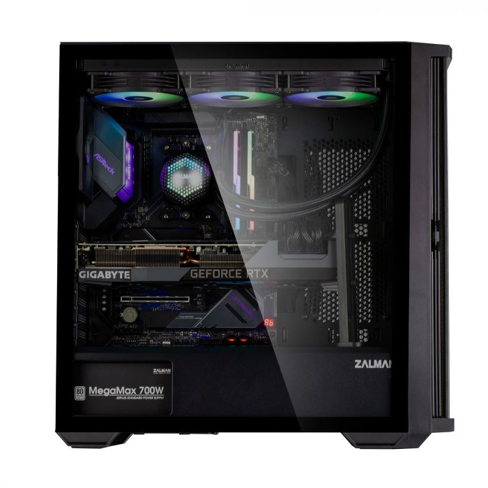 Корпус Zalman Z10 BLACK, MidT, 2xUSB3.0, 1 x USB Type-C, 3x140мм, 1x120мм, скло (бічна панель), без БЖ, чорний