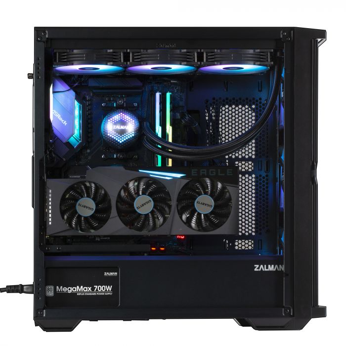 Корпус Zalman Z10 Plus BLACK, MidT, 2xUSB3.0, 1 x USB Type-C, 3x140мм ARGB, 1x120мм ARGB, скло (бічна панель), без БЖ, чорний